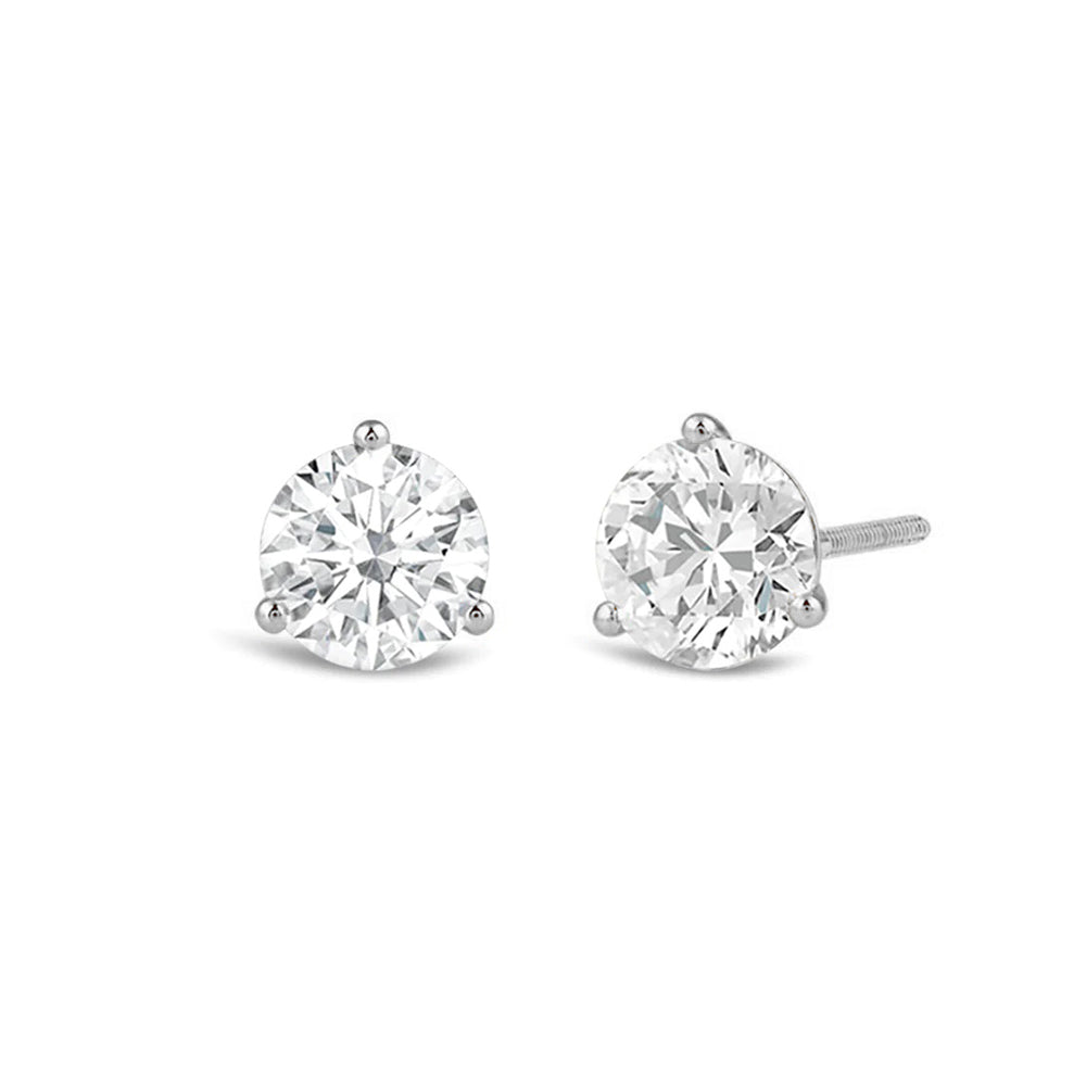 Premium Round Martini Stud Earrings (E/F VS+) with 14KT White Gold / Lab / 3/4 Cut Diamond in 14KT White Gold / Lab / 3/4 view 1
