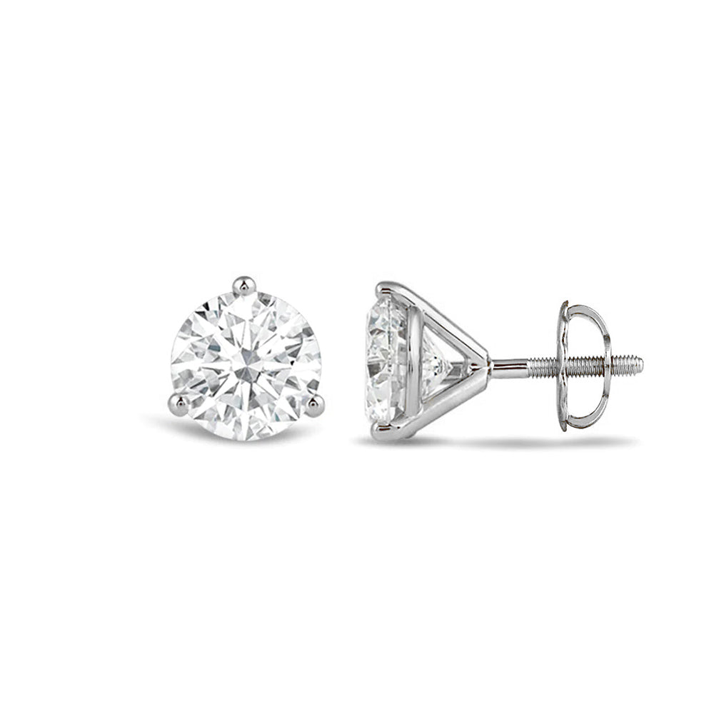 Premium Round Martini Stud Earrings (E/F VS+) with 14KT White Gold / Lab / 3/4 Cut Diamond in 14KT White Gold / Lab / 3/4 view 4

