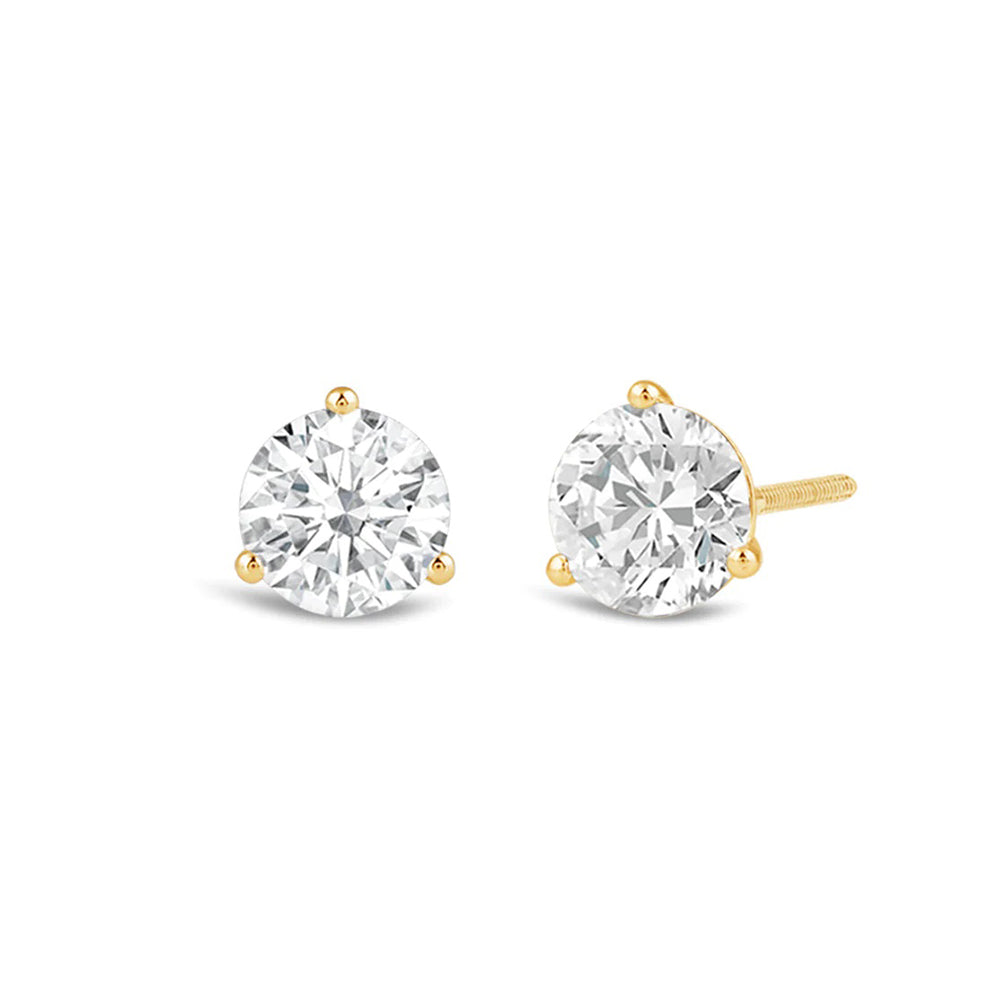 Premium Round Martini Stud Earrings (E/F VS+) with 14KT Yellow Gold / Lab / 3/4 Cut Diamond in 14KT Yellow Gold / Lab / 3/4 view 1
