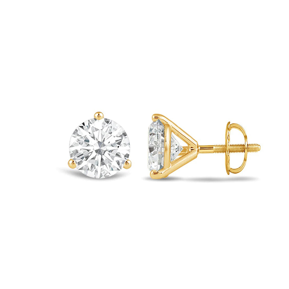 Premium Round Martini Stud Earrings (E/F VS+) with 14KT Yellow Gold / Lab / 3/4 Cut Diamond in 14KT Yellow Gold / Lab / 3/4 view 4
