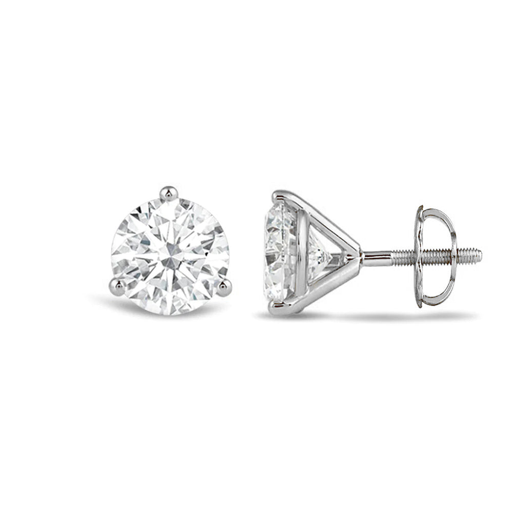 Premium Round Martini Stud Earrings (E/F VS+) with 14KT White Gold / Lab / 1 1/2 Cut Diamond in 14KT White Gold / Lab / 1 1/2 view 4
