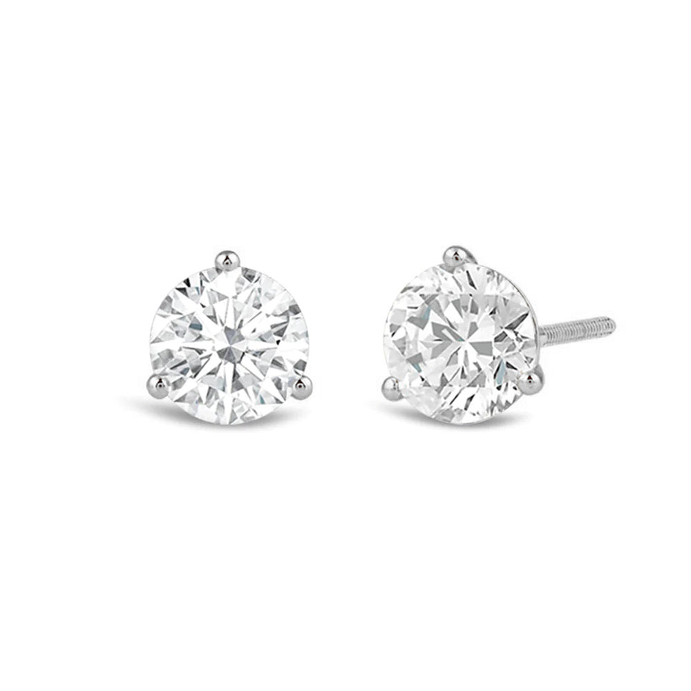 Premium Round Martini Stud Earrings (E/F VS+) with 14KT White Gold / Lab / 1 1/2 Cut Diamond in 14KT White Gold / Lab / 1 1/2 view 1
