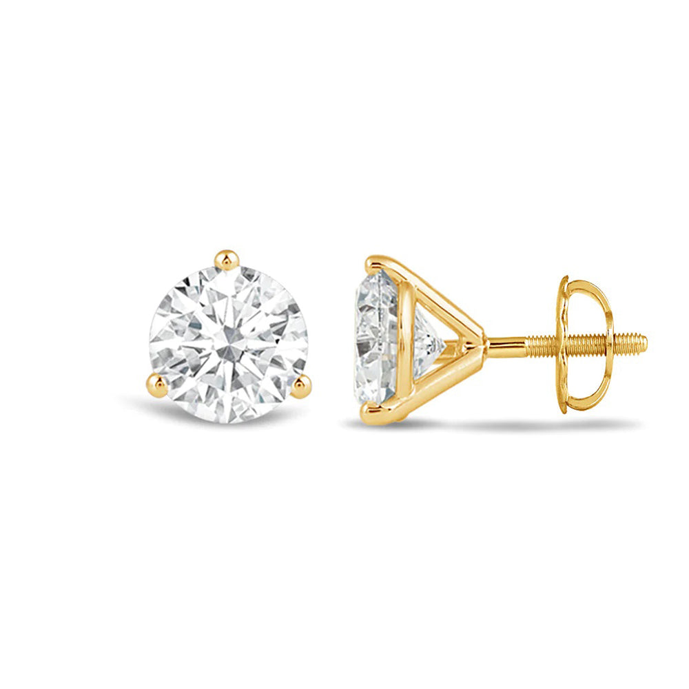 Premium Round Martini Stud Earrings (E/F VS+) with 14KT Yellow Gold / Lab / 1 1/2 Cut Diamond in 14KT Yellow Gold / Lab / 1 1/2 view 4
