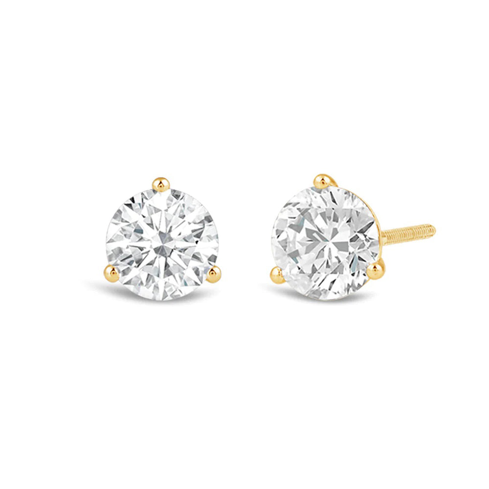 Premium Round Martini Stud Earrings (E/F VS+) with 14KT Yellow Gold / Lab / 1 1/2 Cut Diamond in 14KT Yellow Gold / Lab / 1 1/2 view 1
