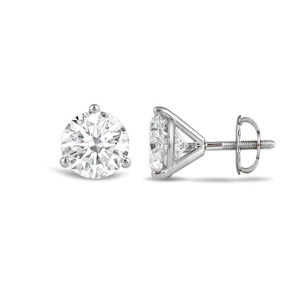Premium Round Martini Stud Earrings (E/F VS+) with Platinum / Lab / 2 Cut Diamond in 14KT Platinum / Lab / 2 view 4
