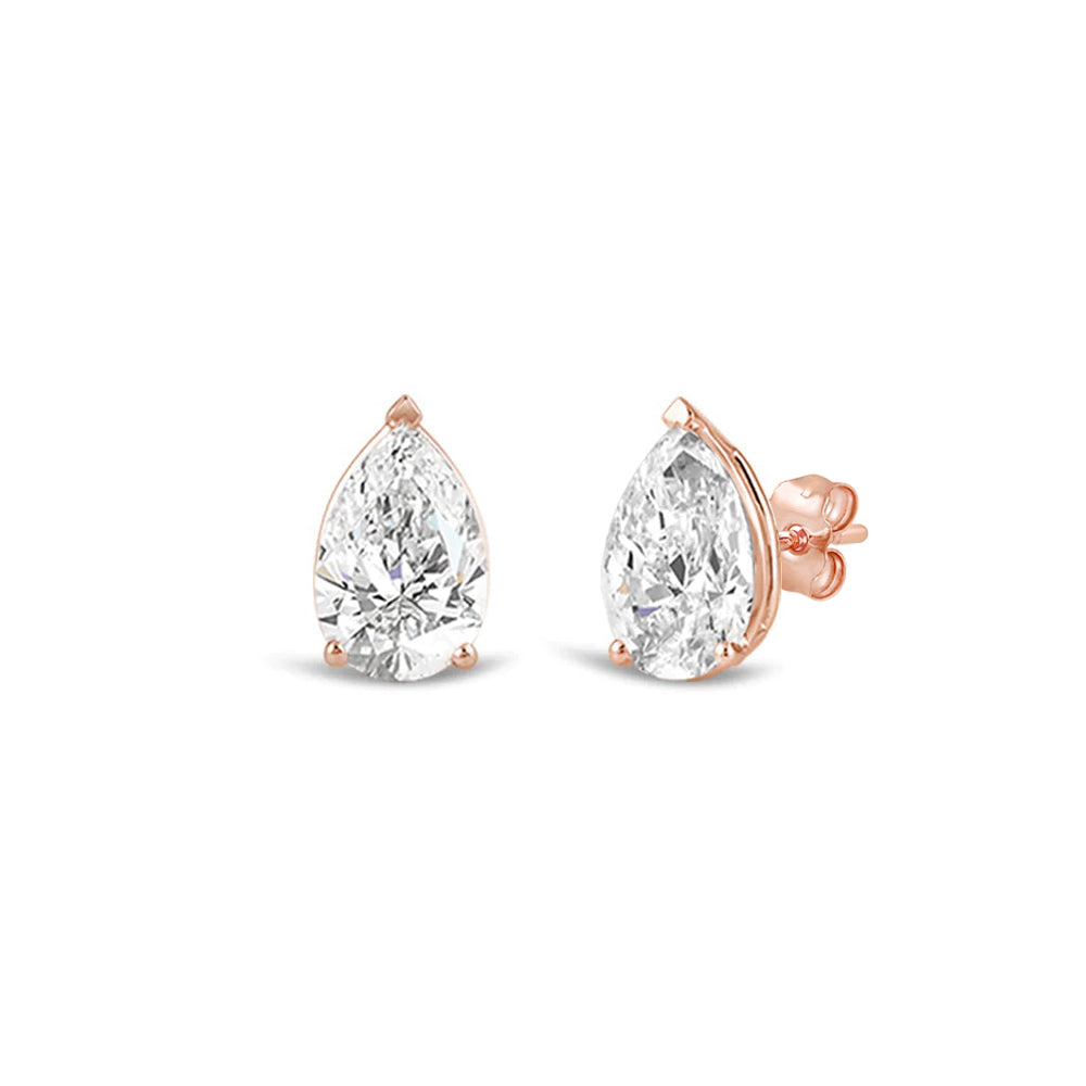 Classic Pear Brilliant Cut Diamond Martini Stud Earrings (F/G VS+) with 14KT Rose Gold / Lab / 1 1/2 Cut Diamond in 14KT Rose Gold / Lab / 1 1/2 view 1
