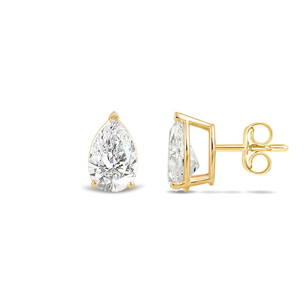 Classic Pear Brilliant Cut Diamond Martini Stud Earrings (F/G VS+) with 14KT Yellow Gold / Lab / 1 1/2 Cut Diamond in 14KT Yellow Gold / Lab / 1 1/2 view 4
