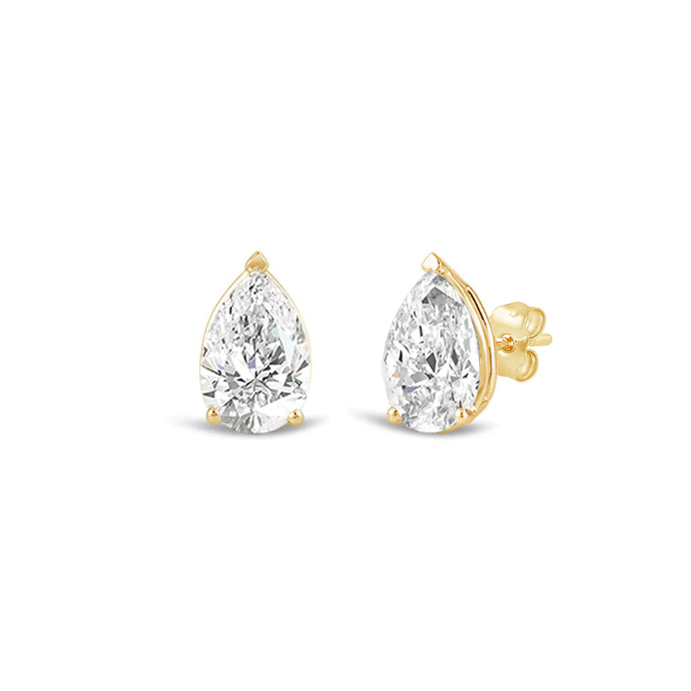 Classic Pear Brilliant Cut Diamond Martini Stud Earrings (F/G VS+) with 14KT Yellow Gold / Lab / 1 1/2 Cut Diamond in 14KT Yellow Gold / Lab / 1 1/2 view 1
