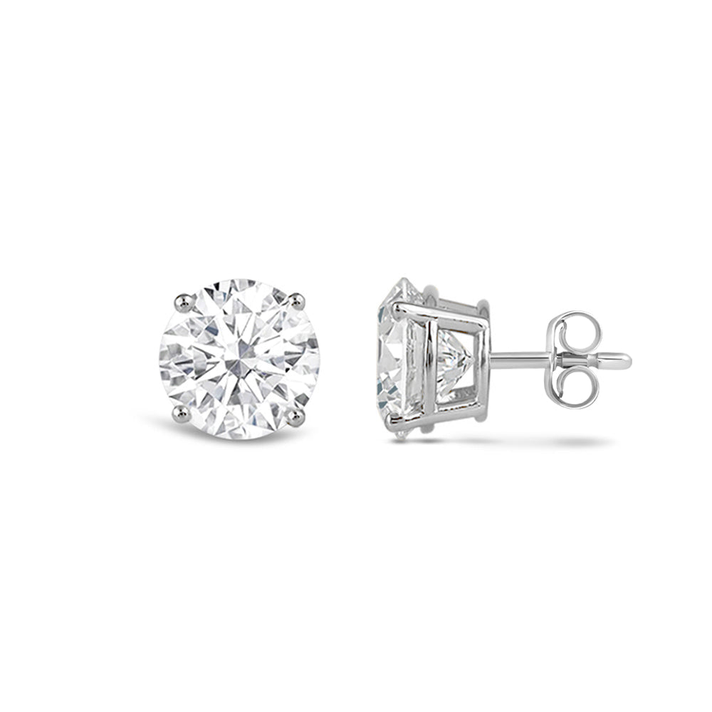 Certified Classic Round Diamond Four Prong Stud Earrings (IGI: G/H VS+) with 14KT White Gold / Lab / 1 Cut Diamond in 14KT White Gold / Lab / 1 view 4
