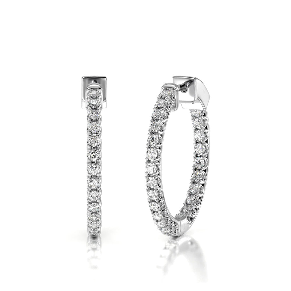 Inside Out Diamond Round Hoops