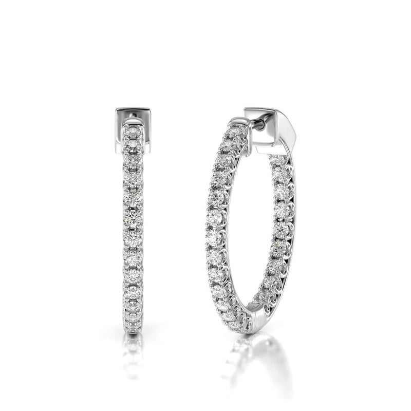 Inside Out Diamond Round Hoops