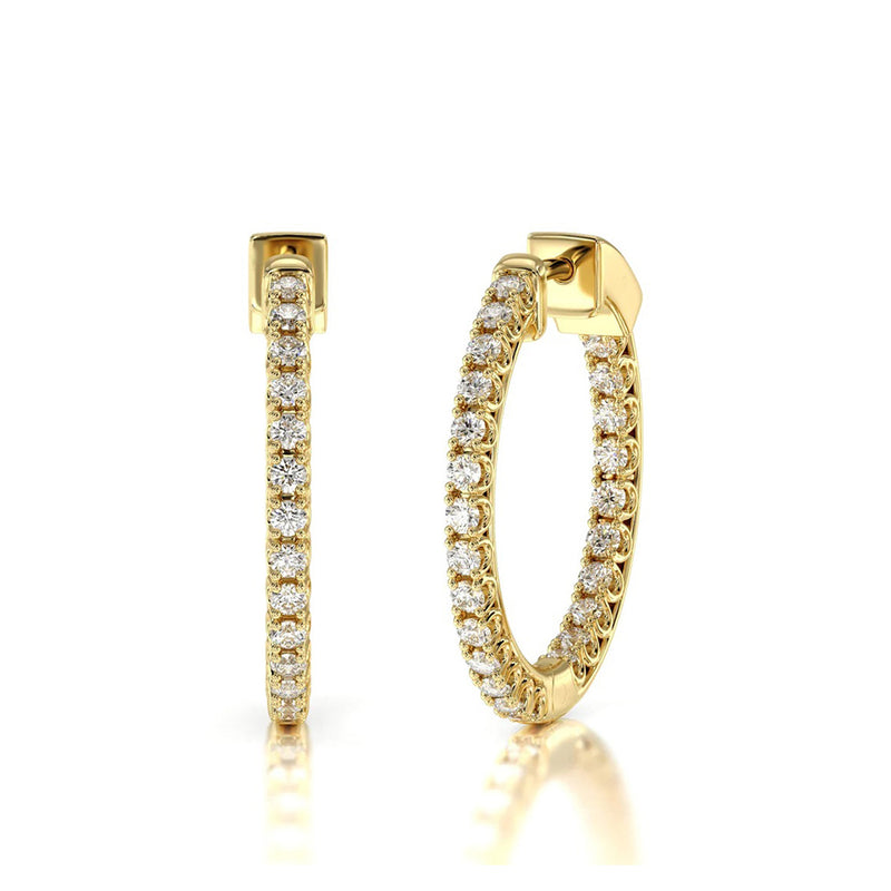 Inside Out Diamond Round Hoops