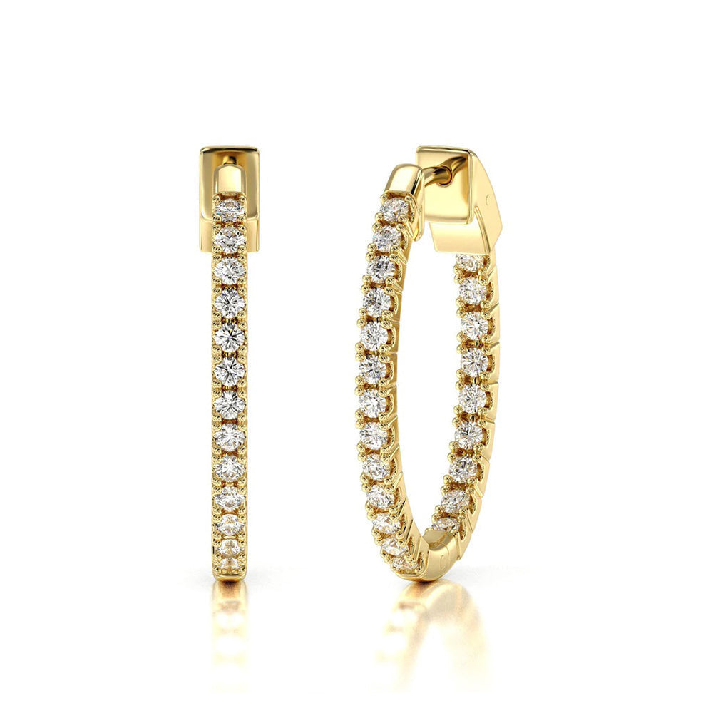 Inside Out Diamond Oval Hoops with 14KT Yellow Gold / Natural / 1/2 Cut Diamond in 14KT Yellow Gold / Natural / 1/2 view 1
