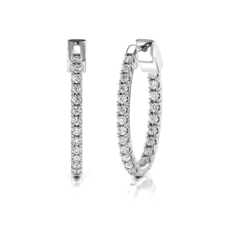Inside Out Diamond Oval Hoops