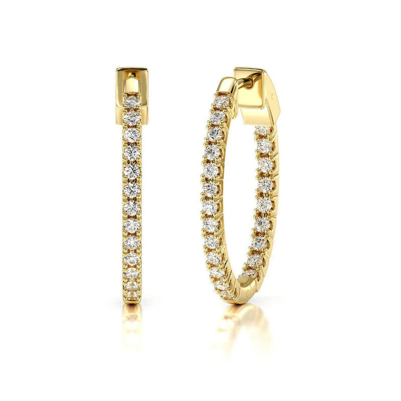 Inside Out Diamond Oval Hoops