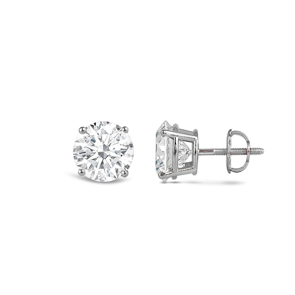 Premium Round Diamond Four Prong Studs (E/F VS+) with 14KT White Gold / Lab / 3/4 Cut Diamond in 14KT White Gold / Lab / 3/4 view 4
