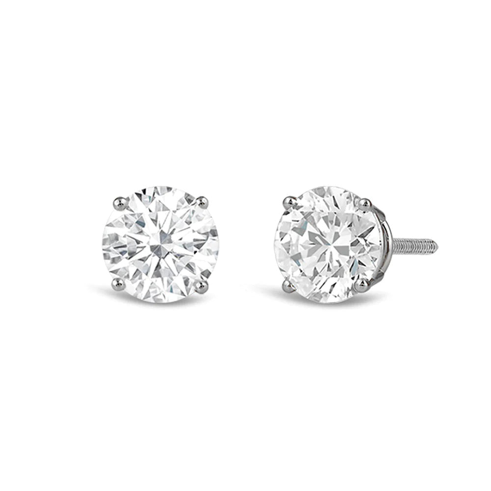 Premium Round Diamond Four Prong Studs (E+ VS+) with Platinum / Lab / 2 Cut Diamond in 14KT Platinum / Lab / 2 view 2
