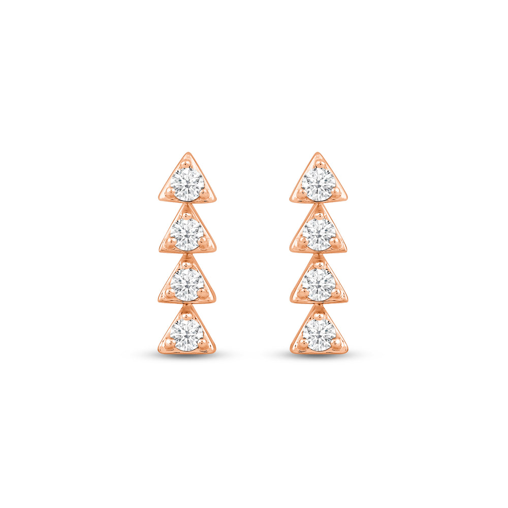 Dainty Diamond Line Stud Earrings with 14KT Rose Gold / Lab / 1/6 Cut Diamond in 14KT Rose Gold / Lab / 1/6 view 4
