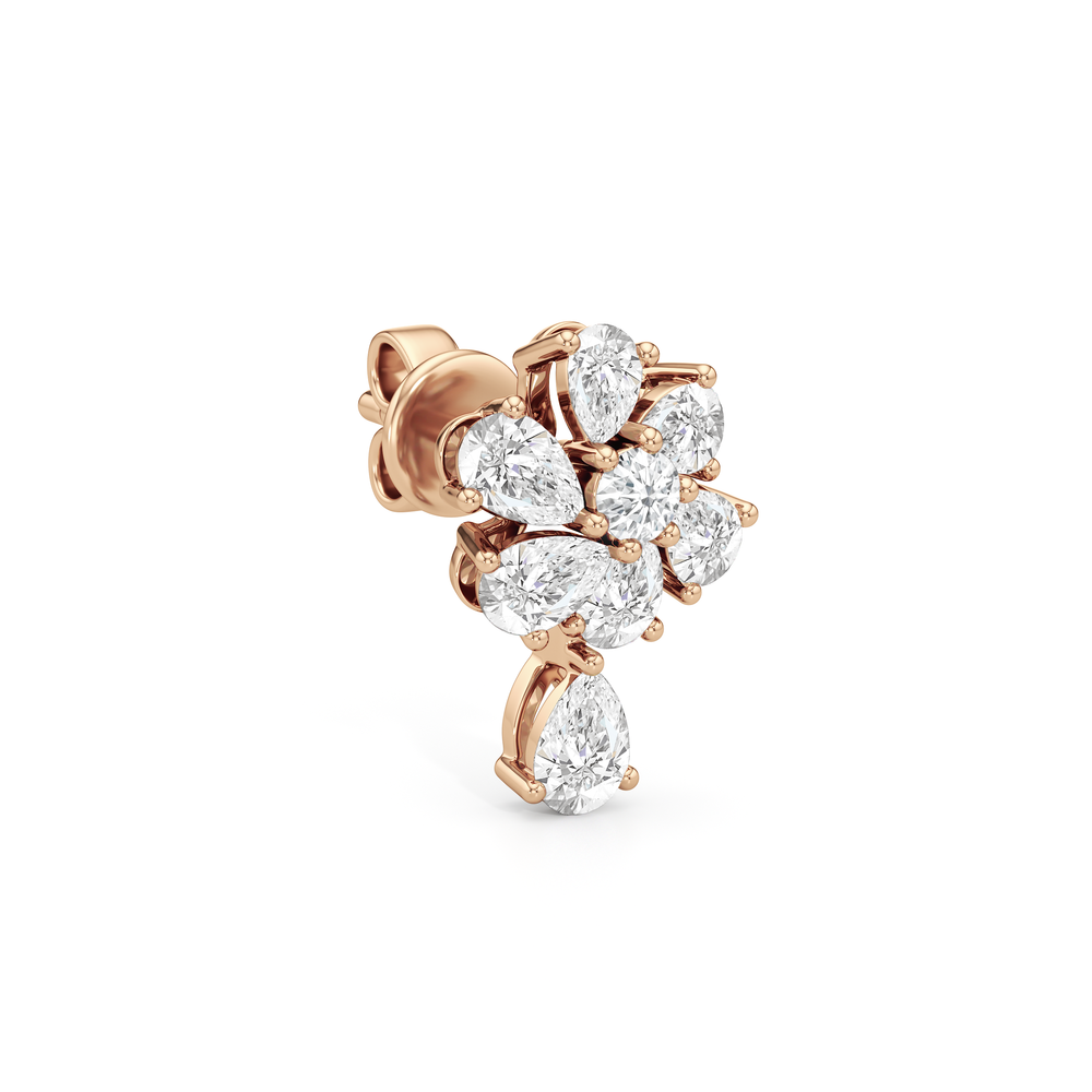 Lily Mini Drop Earrings with 14KT Rose Gold / Lab / 1 1/4 Cut Diamond in 14KT Rose Gold / Lab / 1 1/4 view 2

