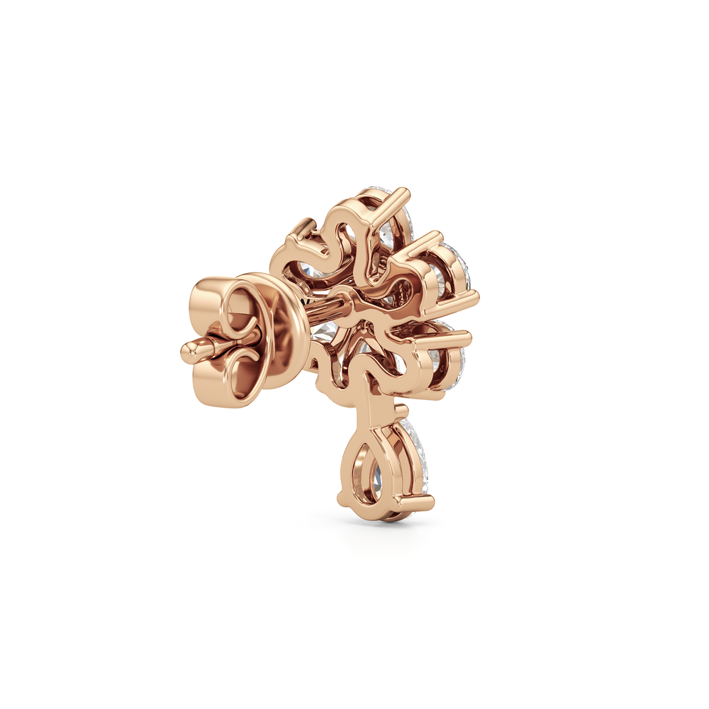 Lily Mini Drop Earrings with 14KT Rose Gold / Lab / 1 1/4 Cut Diamond in 14KT Rose Gold / Lab / 1 1/4 view 3
