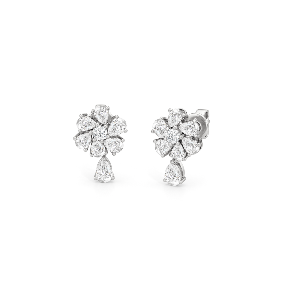 Lily Mini Drop Earrings with 14KT White Gold / Lab / 1 1/4 Cut Diamond in 14KT White Gold / Lab / 1 1/4 view 1
