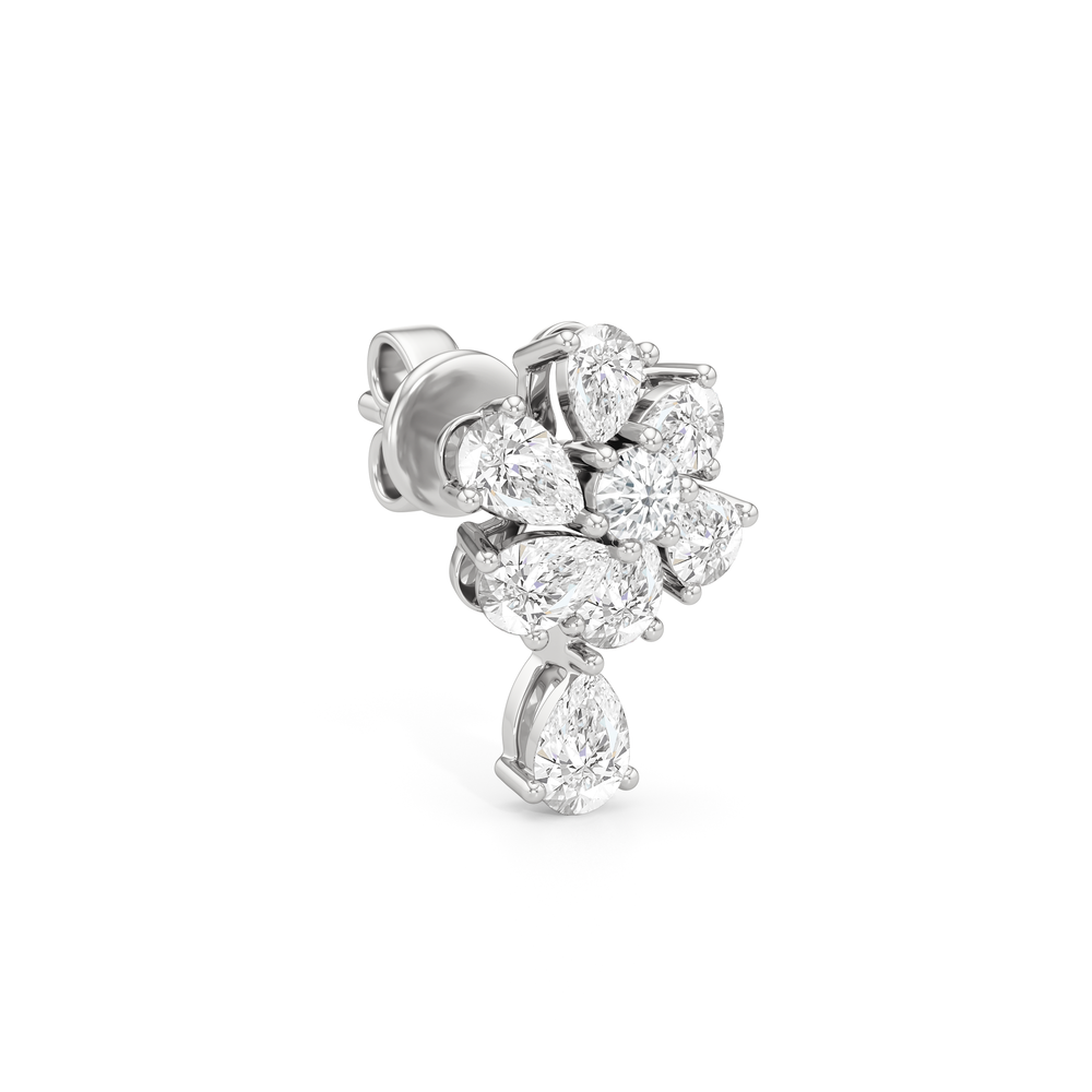 Lily Mini Drop Earrings with 14KT White Gold / Lab / 1 1/4 Cut Diamond in 14KT White Gold / Lab / 1 1/4 view 2
