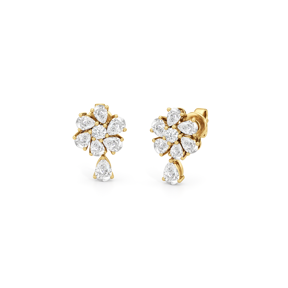 Lily Mini Drop Earrings with 14KT Yellow Gold / Lab / 1 1/4 Cut Diamond in 14KT Yellow Gold / Lab / 1 1/4 view 1
