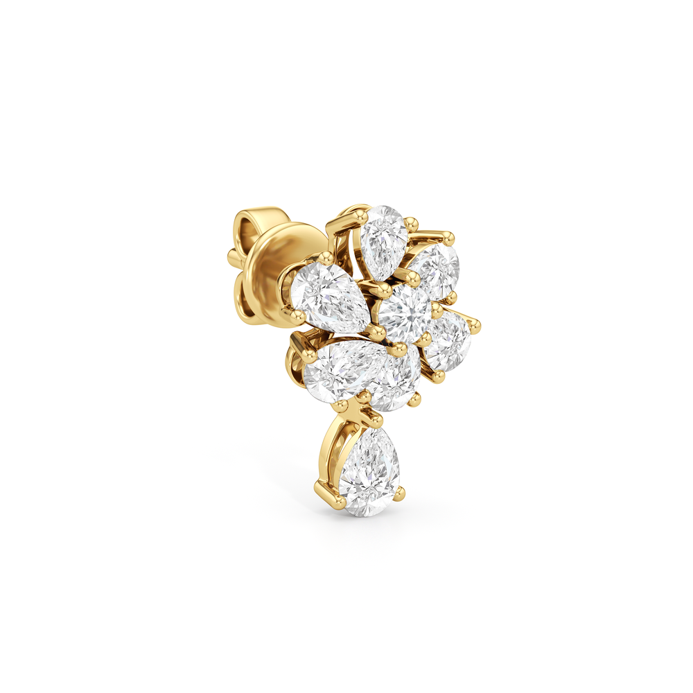 Lily Mini Drop Earrings with 14KT Yellow Gold / Lab / 1 1/4 Cut Diamond in 14KT Yellow Gold / Lab / 1 1/4 view 2
