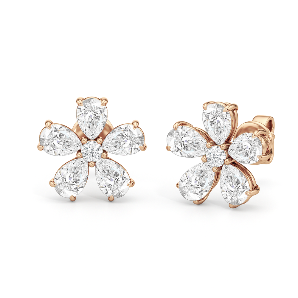Daisy Studs with 14KT Rose Gold / Lab / 2 Cut Diamond in 14KT Rose Gold / Lab / 2 view 1
