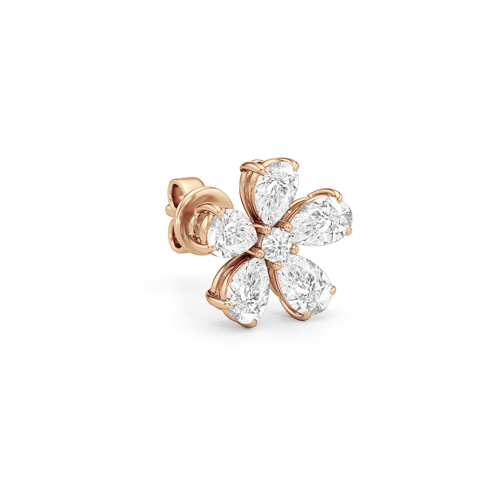 Daisy Studs with 14KT Rose Gold / Lab / 2 Cut Diamond in 14KT Rose Gold / Lab / 2 view 4
