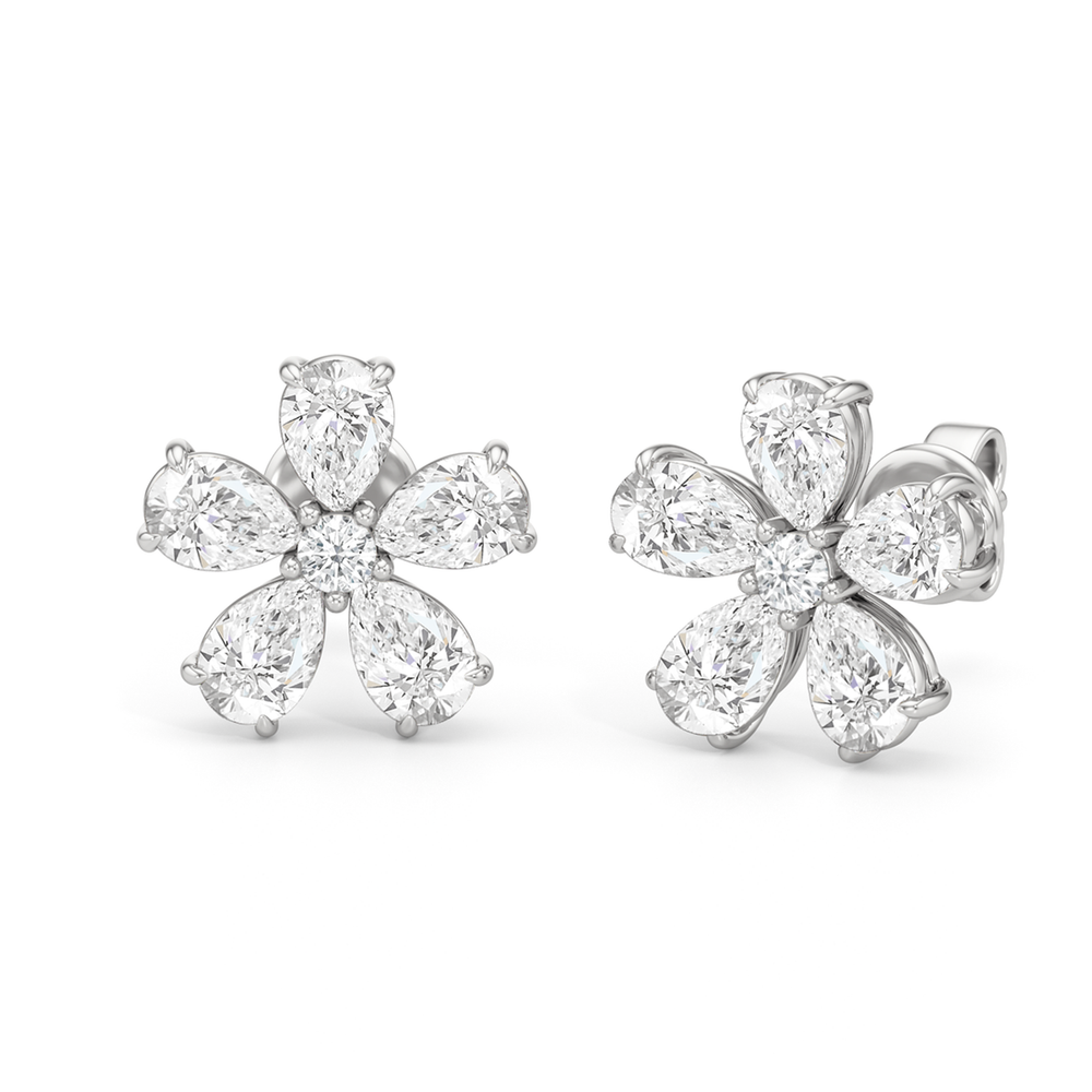Daisy Studs with 14KT White Gold / Lab / 2 Cut Diamond in 14KT White Gold / Lab / 2 view 1

