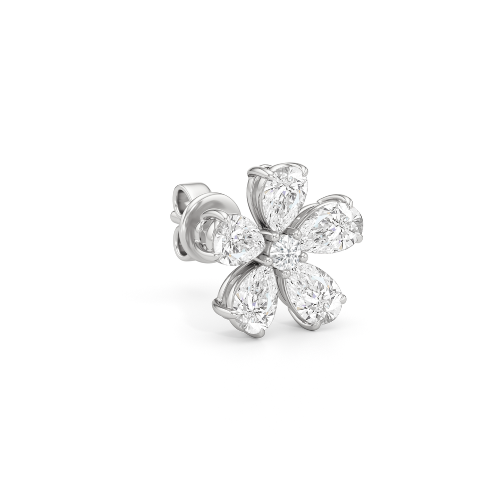 Daisy Studs with 14KT White Gold / Lab / 2 Cut Diamond in 14KT White Gold / Lab / 2 view 4
