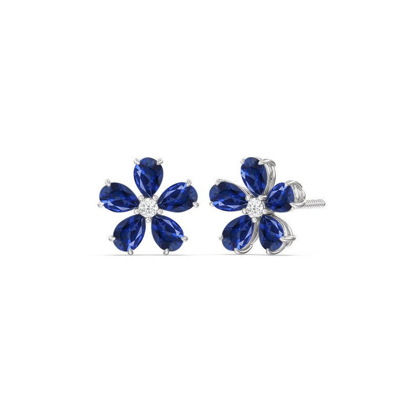 Sapphire and Diamond Daisy Studs