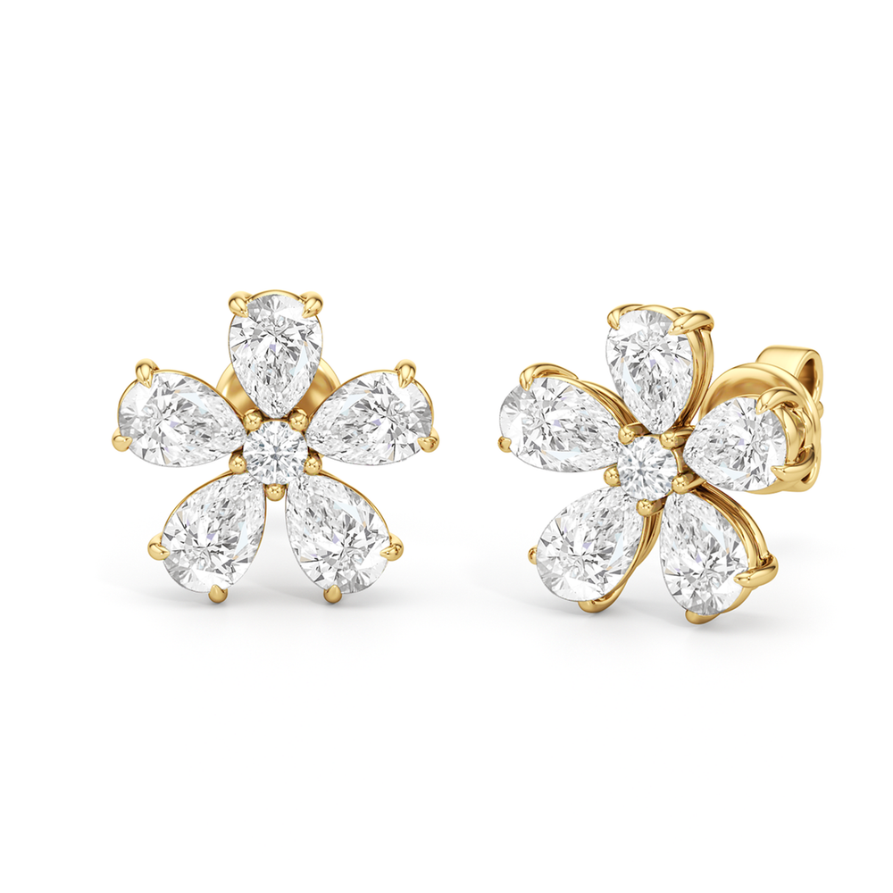 Daisy Studs with 14KT Yellow Gold / Lab / 2 Cut Diamond in 14KT Yellow Gold / Lab / 2 view 1
