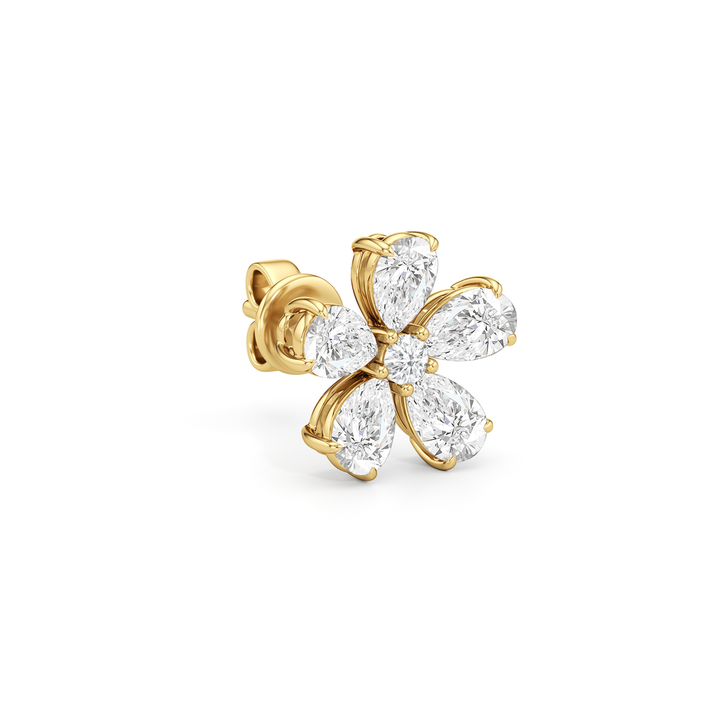 Daisy Studs with 14KT Yellow Gold / Lab / 2 Cut Diamond in 14KT Yellow Gold / Lab / 2 view 4

