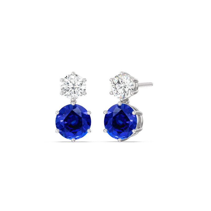 Sapphire and Diamond Duo Stud Earrings