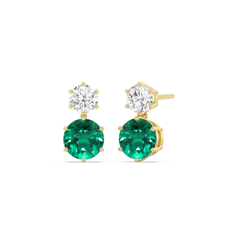 Emerald and Diamond Duo Stud Earrings