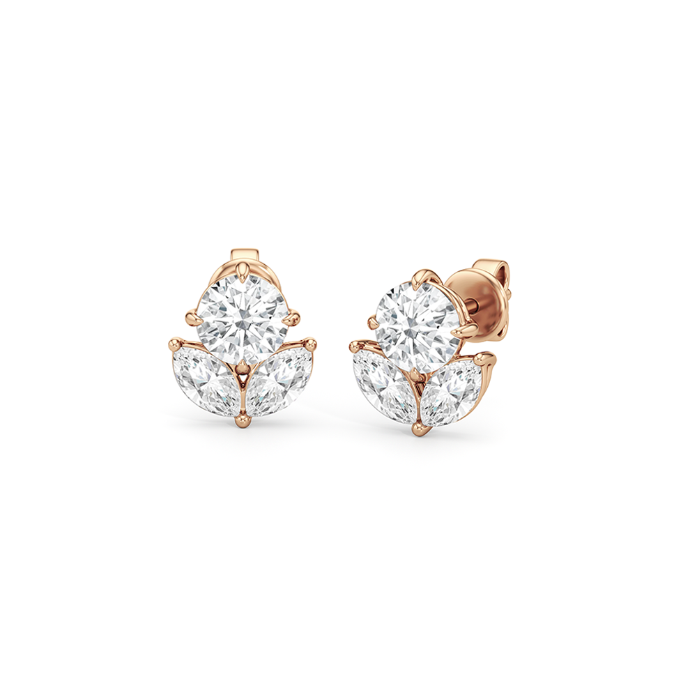 Tulip Studs with 14KT Rose Gold / Lab / 2 3/8 Cut Diamond in 14KT Rose Gold / Lab / 2 3/8 view 1
