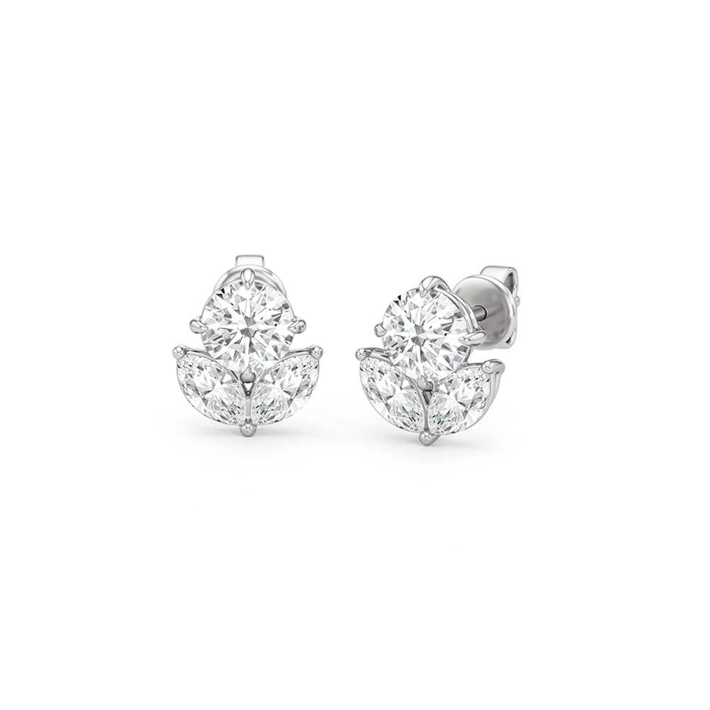 Tulip Studs with 14KT White Gold / Lab / 2 3/8 Cut Diamond in 14KT White Gold / Lab / 2 3/8 view 1
