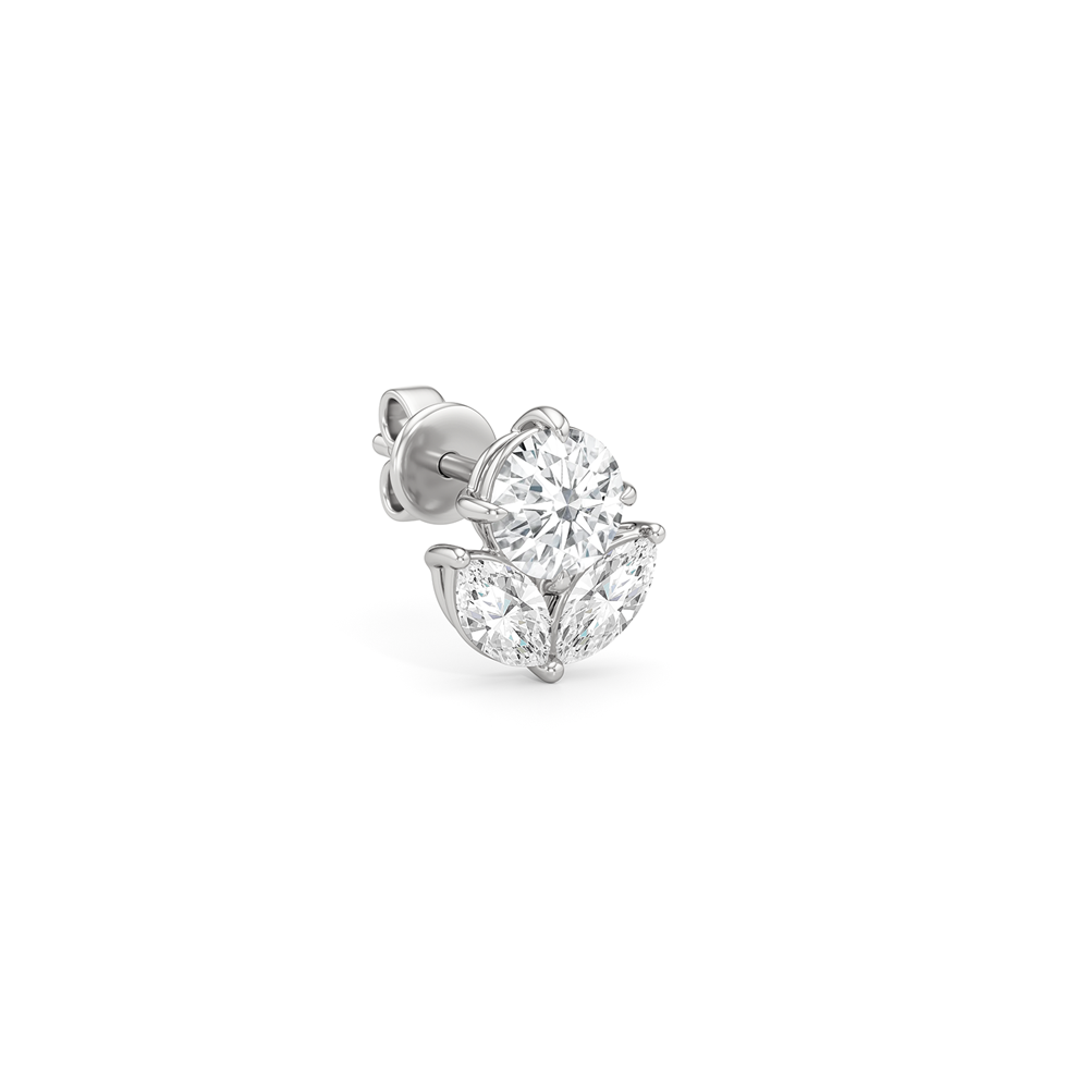 Tulip Studs with 14KT White Gold / Lab / 2 3/8 Cut Diamond in 14KT White Gold / Lab / 2 3/8 view 2
