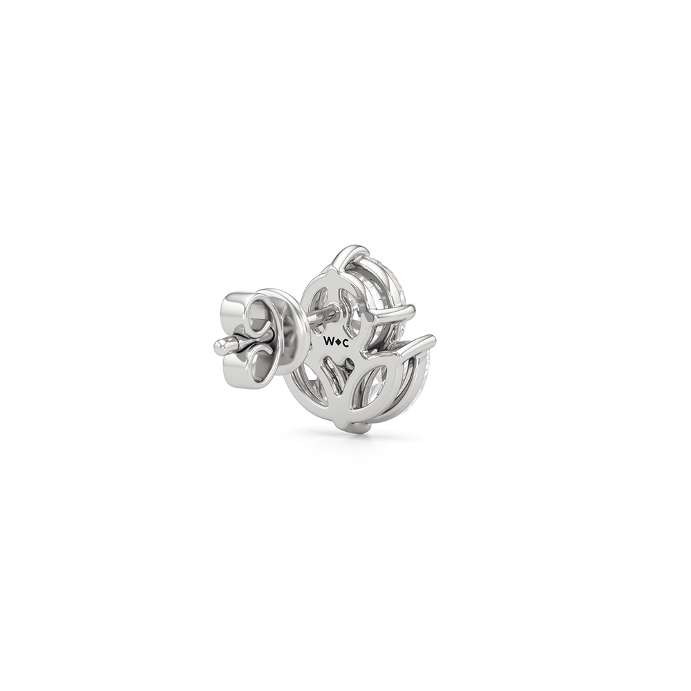 Tulip Studs with 14KT White Gold / Lab / 2 3/8 Cut Diamond in 14KT White Gold / Lab / 2 3/8 view 3
