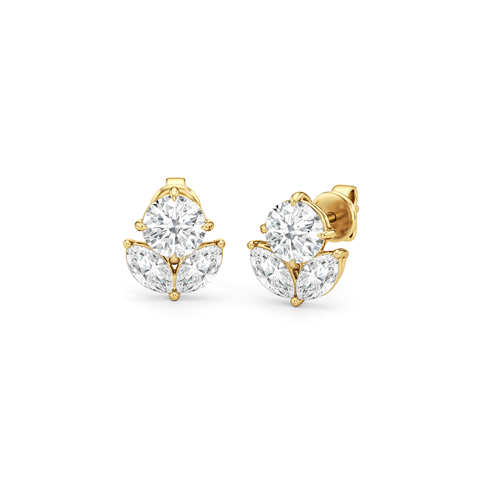 Tulip Studs with 14KT Yellow Gold / Lab / 2 3/8 Cut Diamond in 14KT Yellow Gold / Lab / 2 3/8 view 1
