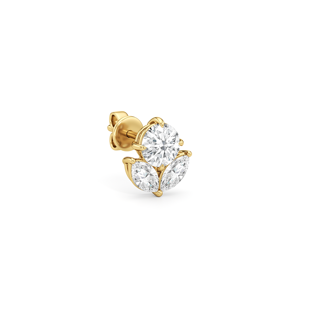 Tulip Studs with 14KT Yellow Gold / Lab / 2 3/8 Cut Diamond in 14KT Yellow Gold / Lab / 2 3/8 view 2
