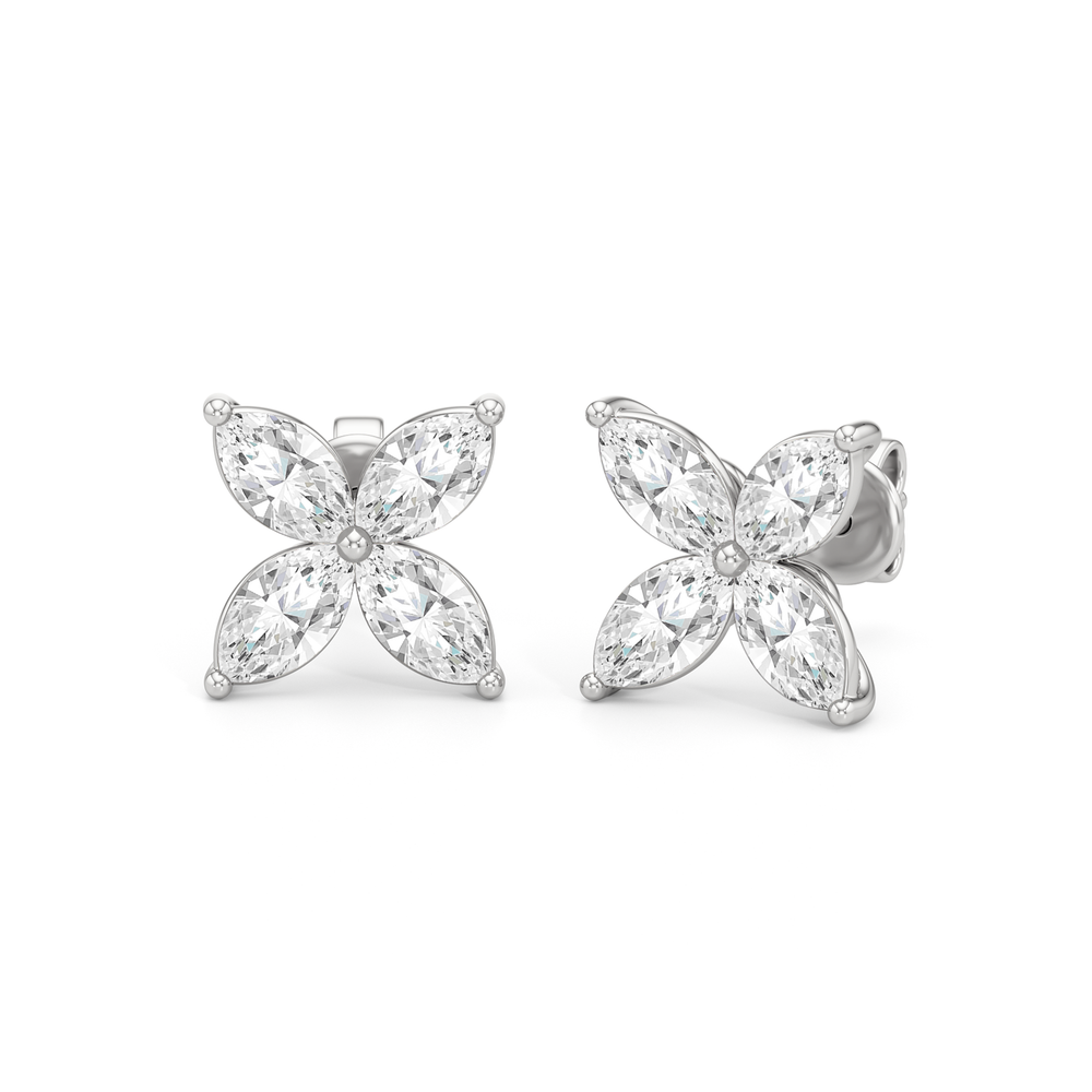 Wildflower Studs with 14KT White Gold / Lab / 2 Cut Diamond in 14KT White Gold / Lab / 2 view 2
