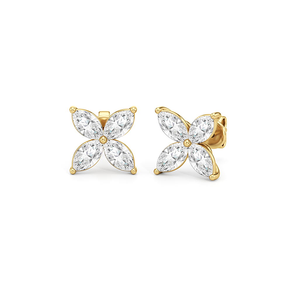 Wildflower Studs with 14KT Rose Gold / Lab / 1 Cut Diamond in 14KT Rose Gold / Lab / 1 view 9

