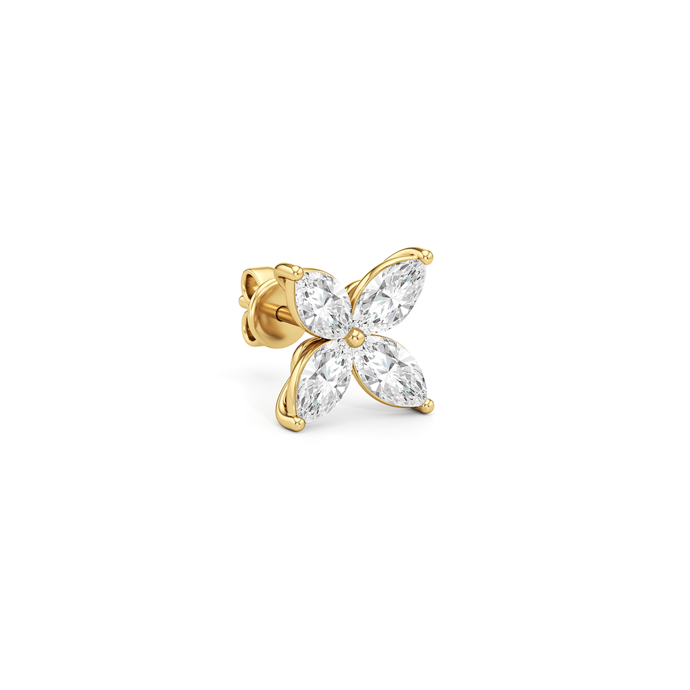 Wildflower Studs with 14KT Yellow Gold / Lab / 2 Cut Diamond in 14KT Yellow Gold / Lab / 2 view 3
