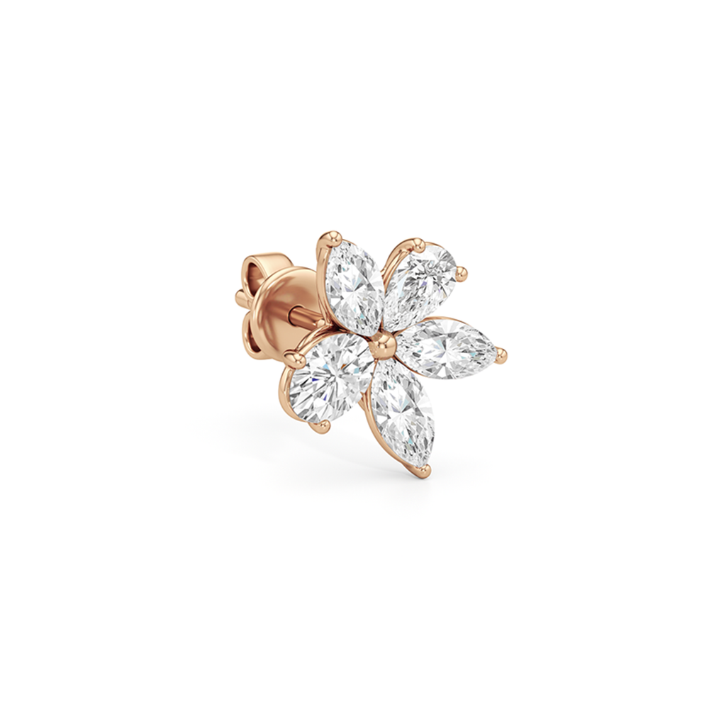 Plumeria Studs with 14KT Rose Gold / Lab / 2 1/5 Cut Diamond in 14KT Rose Gold / Lab / 2 1/5 view 5
