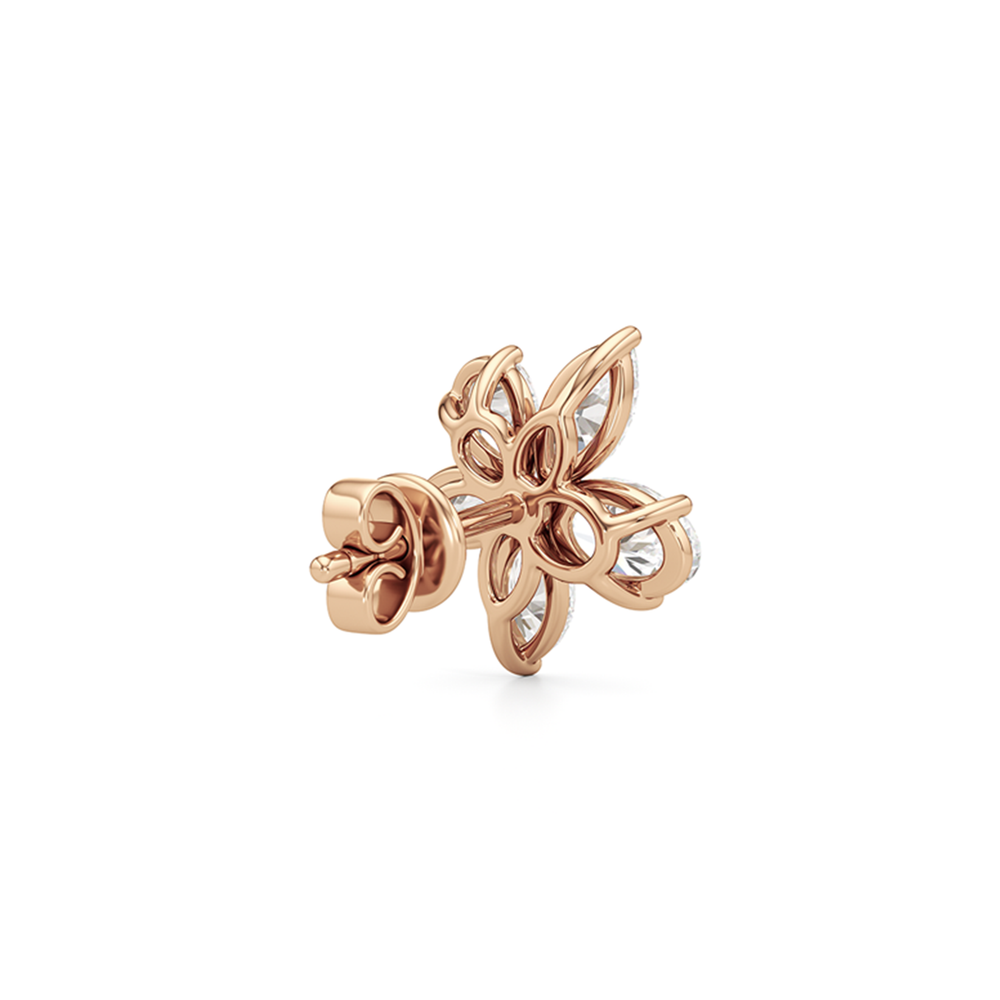 Plumeria Studs with 14KT Rose Gold / Lab / 2 1/5 Cut Diamond in 14KT Rose Gold / Lab / 2 1/5 view 6
