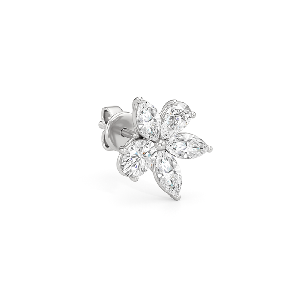 Plumeria Studs with 14KT White Gold / Lab / 2 1/5 Cut Diamond in 14KT White Gold / Lab / 2 1/5 view 5
