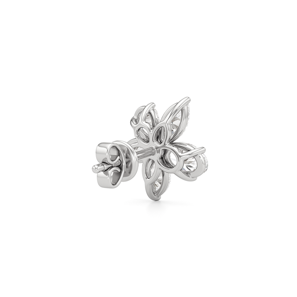 Plumeria Studs with 14KT White Gold / Lab / 2 1/5 Cut Diamond in 14KT White Gold / Lab / 2 1/5 view 6
